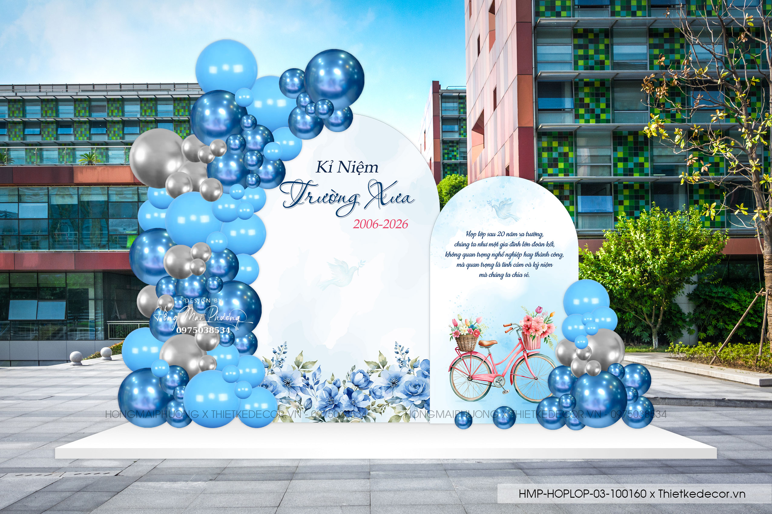 File thiết kế trang trí background họp lớp họp khóa kỷ niệm ngày về trường tone xanh